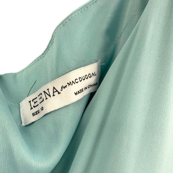 Ieena For Mac Duggal Blue Long Sleeve Jersey Sheath Gown Size 12 NWT $348 MSRP - Picture 3 of 9